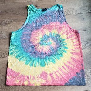 -Essential Dye Tank Top - Neon Rainbow